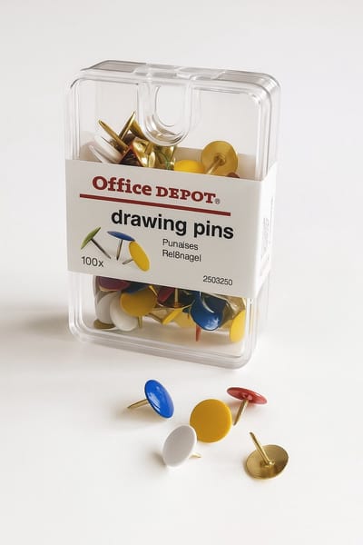 Office Depot Platte punaises Assorti 10,5 mm Pak van 100