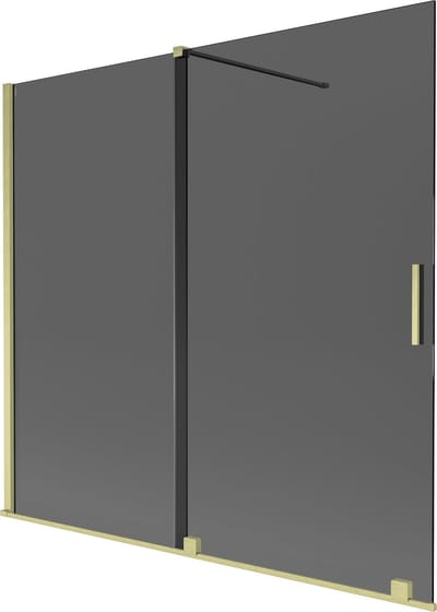 Mexen Velar badwand 2-delig schuifbaar 170 x 150 , grafiet, goud geborsteld - 896-170-000-41-55