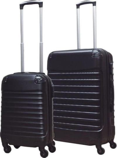 Lichtgewicht 2-delige Kofferset met Wielen - Handbagage en Trolley - Cijferslot - Zwart