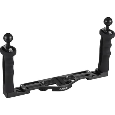 Andoer Camera Duikrig met Dubbele Handgreep Handheld Onderwater Tray Stabilisator Verstelbare Camera zwart