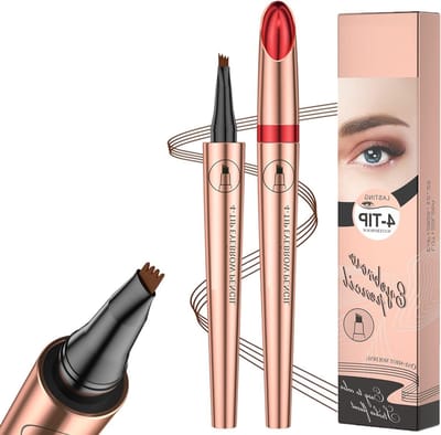 Vloeibare Eyebrow Pen met 4 Tips - Waterproof Micro Brow Pencil voor Natuurlijke Make-up en Langdurige Resultaten in Donkerbruin 02#