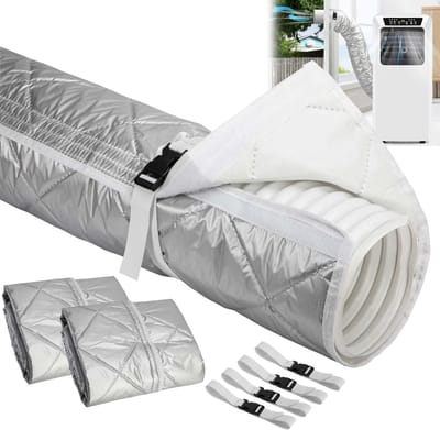 Dailygoods- Slangafdekking Gewatteerd 150 x 50 cm - Isolatie - Airconditioningsslangafdekking - Beschermhoes - Lichtgewicht - Zilvergrijs - Aircohoes