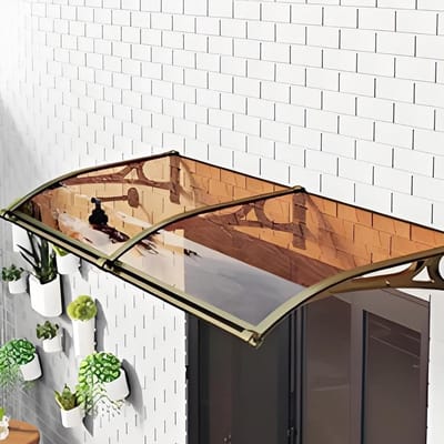 Waterdichte Deurluifel - Regenscherm Buiten - Bescherming Huis - Aluminium Beugel - 80 x 120 cm - Bruin