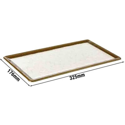 GGM Gastro (6 Stück) GN-Tablett 1/3 - STONE ART - Melamin - Höhe: 15mm - Weiß/Baun