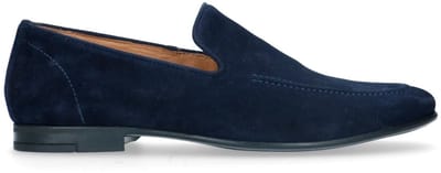 Manfield - Heren - Blauwe suède loafers - Maat 40