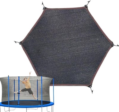 Trampoline Zonwering - Schaduwdek - Bescherming Buiten - Verstelbare Steunpalen - 2.4-4.8 Meter - Zwart