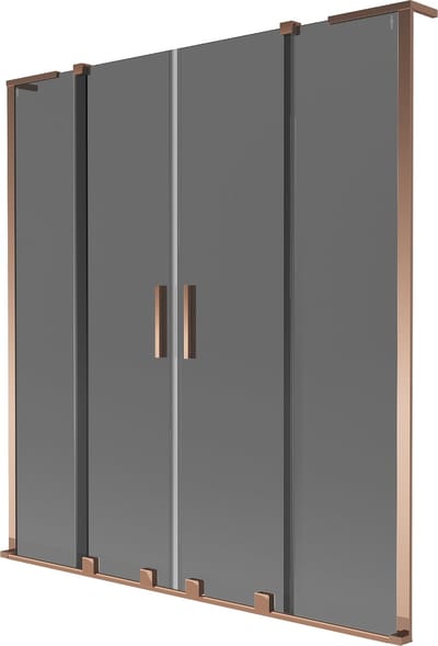 Mexen Velar L Duo badwandscherm 2-delige schuif 140 x 150 , grafiet, roze goud - 896-140-003-42-60