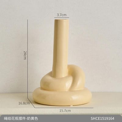 Artistieke Keramische Bloemvazen Creatieve Knoopvaas Bloemschikpot voor Kantoor Desktop Ornamenten Woonkamer Decoratie Cadeau beige
