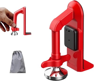 Deurstopper-deurstoppers voor binnen-Draagbare alarmdeurstopper - Alarmdeurstopper met beveiliging - Gemakkelijk mee te nemen hoteldeurslot - Zorgt voor de veiligheid van reizigers - Rood - 12x8cm
