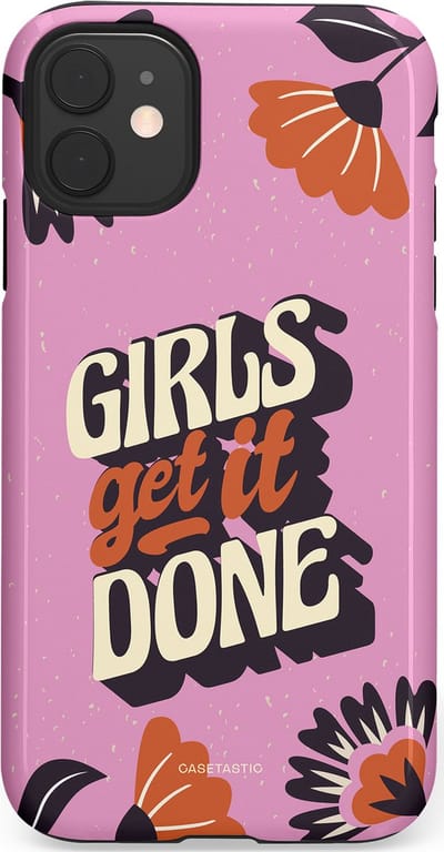 Casetastic hoesje geschikt voor Apple iPhone 11 - Dubbellaagse bescherming - Girls get it done - Fashion Case - Lila Donkergrijs Terracotta
