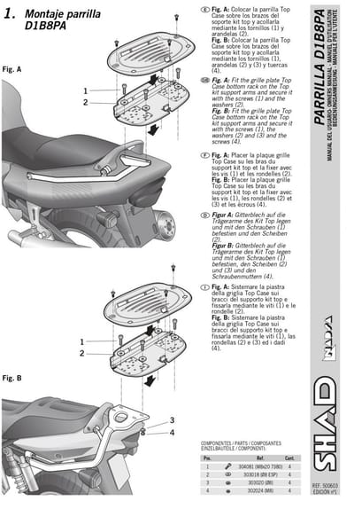Support de top case Shad pour Moto Suzuki 650 Gsf Bandit S 2005 à 2017 Neuf