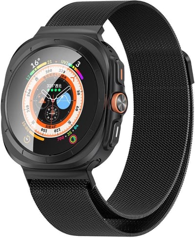 Milanees bandje - geschikt voor Samsung Galaxy Watch Ultra (47mm) / Ultra 2025 (47mm) - rvs Milanese met magneet sluiting - zwart