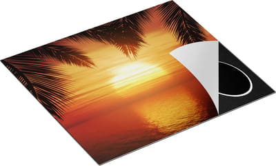 Chefcare Inductie Beschermer Zonsondergang op het Strand met Palmbomen - 60x50 cm - Afdekplaat Inductie - Kookplaat Beschermer - Inductie Mat