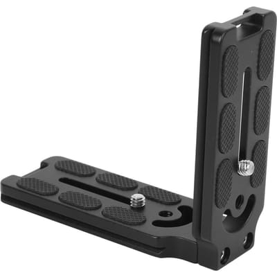Alliage d'aluminium Oxydation anodique Creux Forme L Plaque à dégagement rapide Accessoire Support Appareil photo Reflex black