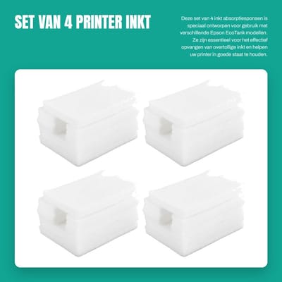 Dailygoods- Inkt Spons Hoge Absorptie - 4 Stuks - Compatibel met Epson EcoTank ET-2814/ET-2820/ET-2826 - Onderhoud - Duurzaam - Voorkomt Inktophoping - Printeronderdeel