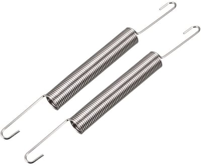 Verlengveer met Dubbele Haak - 1mm Draaddiameter, 10mm Buitendiameter, 60mm Lengte - Veerstaal Set van 2