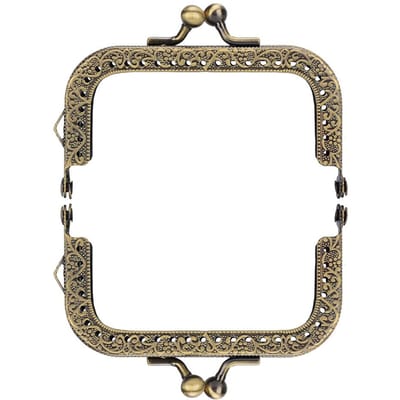 2 stuks DIY Tashengsel Groen Brons Vierkant Portemonneeframe Gepreegd Metalen Handtashengsel (8.5cm) beige