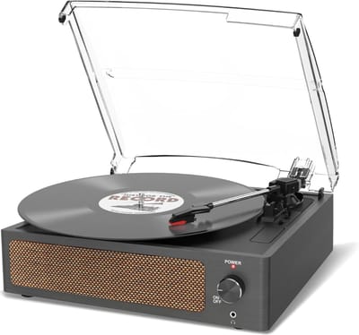 White-Label® Platenspeler Bluetooth - CD Speler met Speakers - Vintage - Houtskool