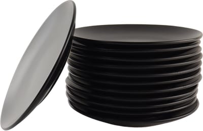 OTIX Ontbijtborden - Bordenset van 12 Stuks - 21cm - Zwart - Aardewerk - Gebaksbordjes - IVY