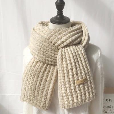 Herfst En Winter Heren Sjaal Gebreid Wol Effen Kleur Koreaanse Versie Koppel Veelzijdig Mode Eenvoudig Verdikt Warm 175cm beige