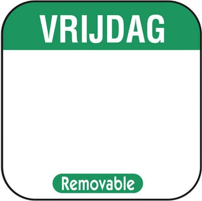 Depa | HACCP Stickers | Voedseletiketten / Dagstickers GROEN | Vrijdag | 25X25mm | 1000 stickers op rol