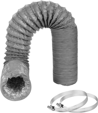 Ventilatieslang 100mm voor luchtkanalen thuis - Aluminium PVC materiaal - Geschikt voor ventilatie wasdroger - Inclusief 2 klemmen.