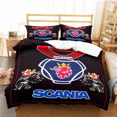 Scania Vrachtwagen Logo Beddengoed Set Jongens Meisjes Eenpersoons Tweepersoons Maat Dekbedovertrek Kussensloop Bed Kinderen Volwassenen Mode Huis Textiel 180*220cm 3pcs