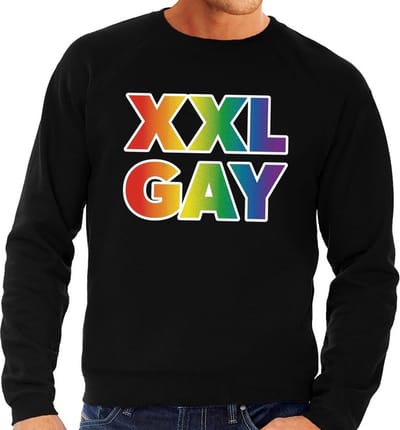 Grote maten XXL Gay regenboog sweater zwart - plus size lgbt sweater voor heren - gay pride XXXL