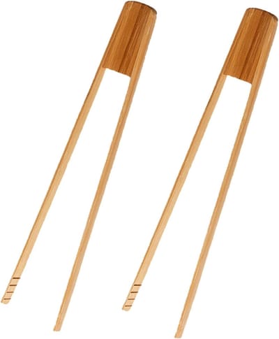 Set van 2 Houten Keukentangen, Bamboe Tangen voor Toast, Brood, Pickles en Serveerdoeleinden, Ideaal voor Koken en Tafelen