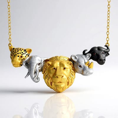 Cavill - Zilveren halsketting 925 sterlingzilver verguld - 10 Birmese robijnen 0,18 ct Rond geslepen - Luxe robijn sieraden met dierenmotief - Myanmar