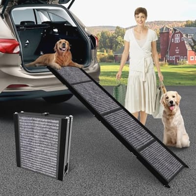 Hondenhelling 170 cm Vouwbare Auto Ramp met Dierendeken - Antislip Oppervlak en Honden Trappen voor SUV en Vrachtwagen