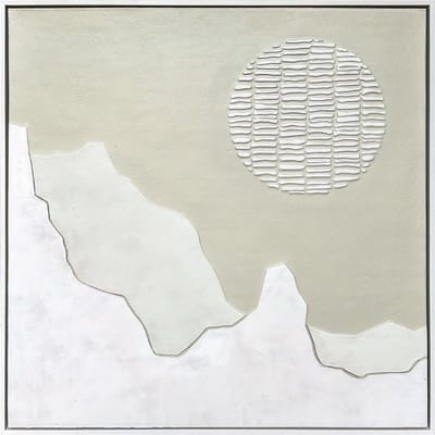 Ter Halle - Schilderij - Wanddecoratie - 3D Art - Witte Zon Op Een Beige Doek - 83x83cm (2)