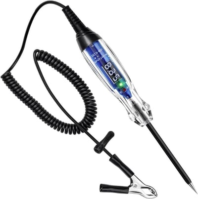 Alnicov Automotive Testlamp 3-60V DC Digitale LED Circuit Tester Heavy Duty Licht Tester met Voltmeter, Automatische Bidirectionele Spanningstester Elektrische Testpen