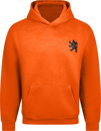 O.Leo - Oranje Hoodie heren & dames - Maat S - Zwart geborduurde leeuw - Premium katoenmix - Unisex pasvorm sweater