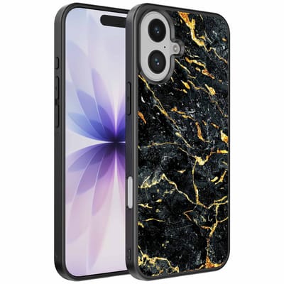 Geschikt voor iPhone 17 Telefoonhoesje met Zwart Goud Marmer Opdruk - TPU Backcover Case Black Gold Marble Design - Zwart Goud - Smartphonica geschikt voor iPhone 17