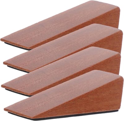 Houten Deurstopper - Deurwig - Deur Open Houden - Geen Boor Installatie - 4 Stuks - Khaki