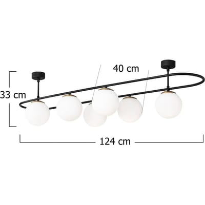 Opviq Plafondlamp Abaküs 4911, zwart, opaalglas, 6-lamps