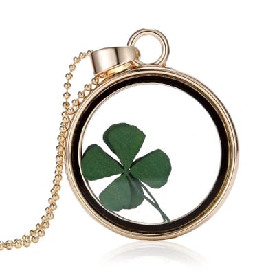 Verzilverde Medaillon – Klavertje Vier – Gelukshanger – 60 cm Ketting – EmmyRovi