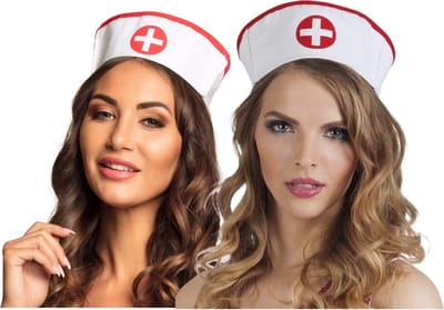 Boland Zuster/verpleegster kapje/hoedje - 2x - carnaval verkleed accessoire - sexy nurse - volwassenen