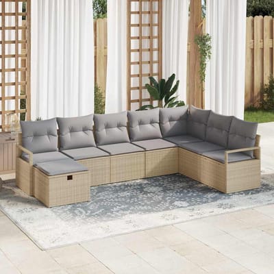 vidaXL - Bankstel - 8 - st - 8-Aantal - zitplaatsen - Beige - en - Lichtgrijs