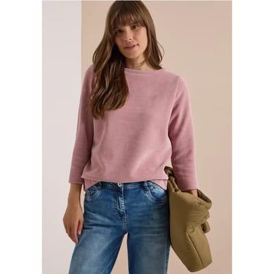 3/4-mouw shirt van corduroy met boothals