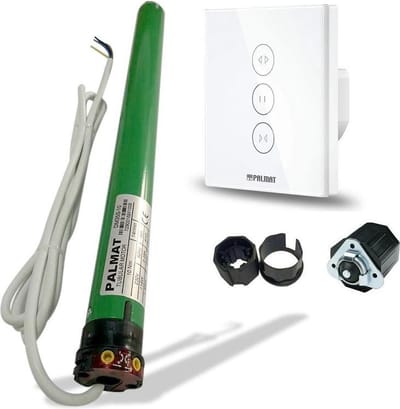 PALMAT Slimme en Handzame Set - Gordijnschakelaar – Spraakbediening voor Garagedeur, Rolluiken of Jaloezieën – Amazon Alexa en Google Home – Beschikbare App -  40SW - 30Kg - Wit