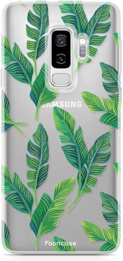 Fooncase Hoesje Geschikt voor Samsung Galaxy S9 Plus - Shockproof Case - Back Cover / Soft Case - Banana leaves / Bananen bladeren