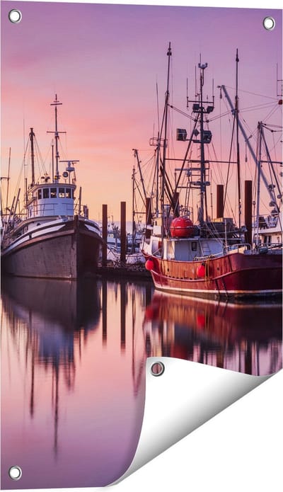 Gards Tuinposter Schepen in de Haven - Boten - 40x60 cm - Tuindoek - Tuindecoratie - Wanddecoratie buiten - Tuinschilderij
