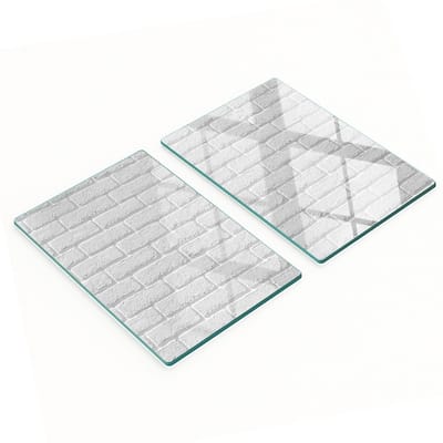 Decoratieve glazen snijplanken voor in de keuken met bakstenen muurmotief, 2x40x52 cm