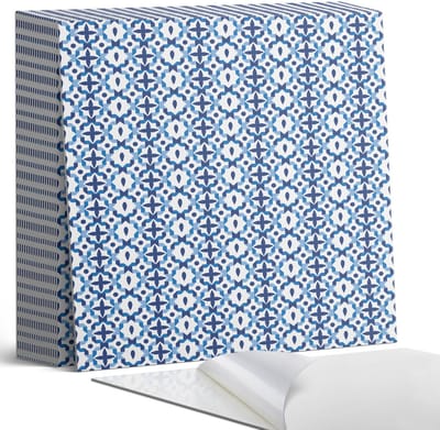 Coloray Plaktegels - Geometrisch bloemenpatroon Zelfklevende Tegels - 20 cm x 20 cm - Blauw Plaktegels - 20 stuks - Vierkant PVC Tegels - Plaktegels Badkamer - Plaktegels Vloer - Vinyltegels Vloer Zelfklevend - Wandtegel Zelfklevend