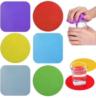 Dailygoods- Blikopener 6 stuks - Rubberen Blikopener - Antislip Grip - Geschikt voor Deksels tot 12 cm - Kleurige Keukenaccessoire - Voor Zwakke Handen - Flesopener