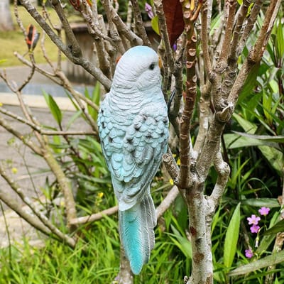 Dailygoods- Papegaaiensculptuur Realistisch - Tuinbeelden - Levensechte Vogelfiguren - Hars - Weerbestendig - Boomdecoratie met IJzeren Haken - Tuinbeeld