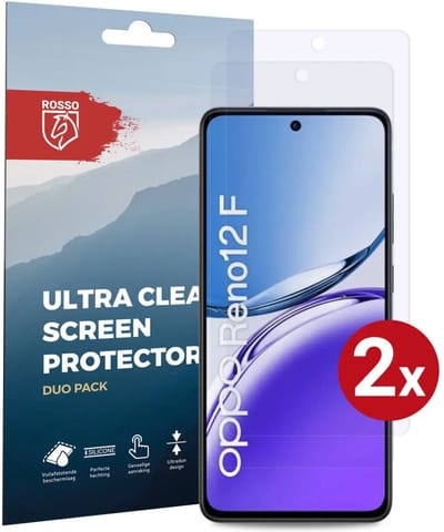Rosso Screen Protector Geschikt voor Oppo Reno 12 F | Ultra Clear Duo Pack | TPU Folie | Case Friendly Beschermfolie | 2 Stuks