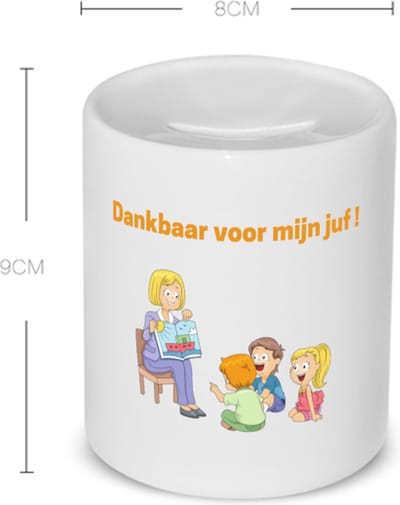 Akyol - dankbaar voor mijn juf Spaarpot - Juf - leraressen - verjaardag - cadeautje voor juf - juf artikelen - kado - geschenk - gift - verjaardagscadeau - juffendag - 350 ML inhoud